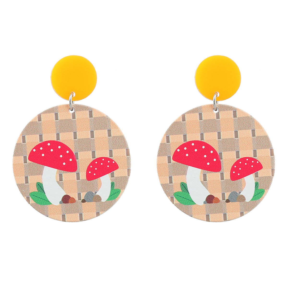 Venta al por mayor Pendientes redondos de aleación de placa de ácido acético